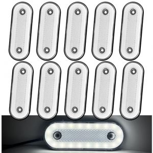 Biqiure 10PCS Feux de Gabarit Blanc,12V 24V Feu de Gabarit Remorque LED Arri&egrave;re Avant Indicateur Feux de Gabarit Lat&eacute;raux pour Remorque Camion Caravane (YuanGu, neuf)