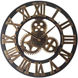 Taodyans Horloge murale silencieuse vintage avec chiffres romains sans tic-tac, en métal - Décoration d’intérieur pour salon, cuisine, café, hôtel et bureau - 40 cm (Taodyans, neuf)