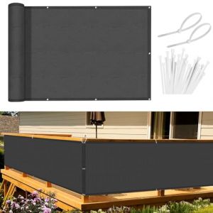Sunnylaxx Brise Vue Balcon Anthracite 90x600 cm, Cache Brise Balcon pour Jardin Exterior PES, avec Trous et Serre câbles, UV Résistant (QiangeEUDS, neuf)