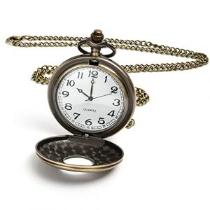 Vicloon Montre de Poche Vintage, Montre Gousset Vintage à Quartz avec Chaîne, Ancienne à Chiffres Romains Classiques Montres en Alliage Cadeau pour Hommes Femmes Papa Fête d’Anniversaire (Bronze) (BEST-SELLER5, neuf)