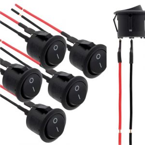 6 pièce Interrupteur 12v, Interrupteur à bascule 12v, 20mm AC 6A/250V 10A/125V SPST 2 Pin 2 Position On/Off Toggle Car Boat Caravan On/Off - With 150mm Pre-Soldered Wires KCD1 Camion, Voitures de cou (yijie55889, neuf)