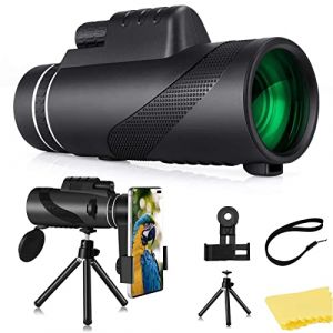 Télescope monoculaire 80 x 100 HD vision nocturne avec support pour smartphone, trépied, zoom haute puissance, monoculaire pour l'observation des oiseaux, la randonnée, l'observation des étoiles, les (OuiouiMarke(Livraison express à partir de 5 euros), ne