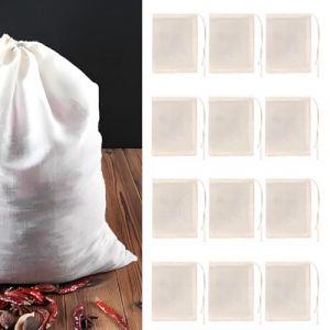 WUSJCOF Sachet th&eacute; &agrave; remplir jetable, pack d'&eacute;pices, 12 pi&egrave;ces, th&eacute; avec cordon de serrage, Infuseur adapt&eacute;s au th&eacute; en feuilles, au th&eacute; parfum&eacute;, aux &eacute;pices, etc., pour tasse (8 x 10 cm) (NAROU DUTEN, neuf)