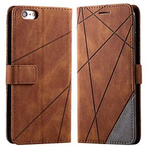 Vankii Coque pour iPhone 6S Plus/6 Plus (5,5 Pouces), Rabat Portefeuille de Protection Cuir PU Etui, Silicone TPU Bumper Magn&eacute;tique Housse, Flip Porte Cartes avec Fonction Support Cover Case (Brun) (Vankii EU Store, neuf)