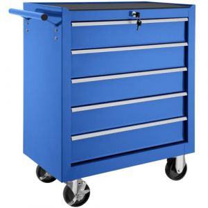 tectake® Chariot d'atelier Metallique Servante d'atelier Vide Trolley Professionnel 5 Tiroirs spacieux Verrouillables Chariot a Roulette pour Rangement Atelier Garage - Bleu (TECTAKE FRANCE SAS, neuf)