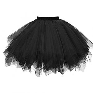 Tutu jupe en tulle femmes filles jupon sous-jupe jupe ann&eacute;es 50 vintage ballet bulle jupe de danse robe de danse robe de bal courte r&eacute;tro jupe en tulle noir (⭐⭐⭐⭐⭐5.0 Zhiyao, neuf)