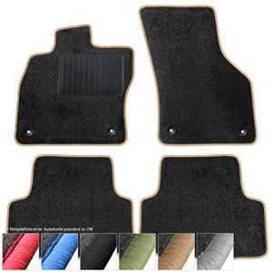 moto-MOLTICO Lot de 4 tapis de sol en velours pour VW Passat B5 Break (2001-2005) - Noir avec surpiq&ucirc;res beiges (Moltico-Shop, neuf)
