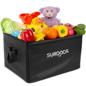 SURDOCA Organiseur de coffre de voiture, étanche, accessoires de voiture pour homme et femme, grande boîte de rangement améliorée de 38 L, organiseur de coffre pour voyage, camping, pêche (Surdoca-EU, neuf)