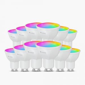 Nanoleaf Lampe LED intelligente GU10 mate – 12 ampoules RGBCW à intensité variable, synchronisation de l'écran, 16 millions de couleurs, 400 lumens, application WiFi/commande vocale (Alexa, Apple (Nanoleaf Official, neuf)