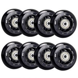 TOBWOLF Lot de 8 roues de roller en ligne Roues de rechange avec roulements ABEC 7 70 mm 82 A/76 mm 84A, 64 mm - 82 A - Noir (TOBWOLF-UK, neuf)