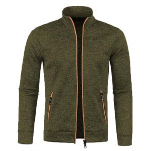 Sweat Homme sans Capuche Couleur Unie Veste Homme Col Montant Cardigan Sweat Zipp&eacute; Automne Hiver Chaud Manteau Blouson Mi Saison Sportswear Bombers Sweatshirts Pull Col Roul&eacute; Demi-Fermeture &Eacute;clair (Sunliney, neuf)