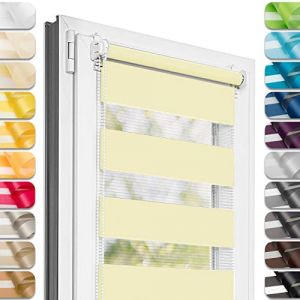 Estika Store Enrouleur Jour Nuit sans per&ccedil;age - Jaune Pastel - 60 x 120 cm - Store &agrave; enroulement, Double Tissu, pour fen&ecirc;tres int&eacute;rieures, Protection Contre Le Soleil (Estika, neuf)