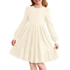 Arshiner Robe D&eacute;contract&eacute;e Fille Robe &Eacute;l&eacute;gante &agrave; Manches Longues, Col Rond, Tricot C&ocirc;tel&eacute; A-Ligne, Robe Unie Hiver pour C&eacute;r&eacute;monie et Casual f&uuml;r 11-12 Ans (Arshiner Store, neuf)