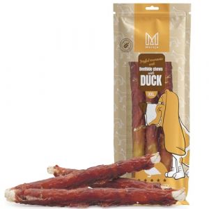 MERSJO Hundeleckerlis Beefhide Bâtonnets à mâcher XXL avec magret de canard, 240 g, 24-25 cm, pour chiens de taille moyenne à grande (Severno, neuf)