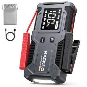 6000A Booster Batterie Voiture,D&eacute;marreur de Voiture (Jusqu&rsquo;&agrave; 9 L Essence et 7 L Diesel),Jump Starter 12V avec C&acirc;bles de D&eacute;marrage Int&eacute;gr&eacute;s, Lampe LED et &Eacute;cran LCD, Adapt&eacute; aux Motos, SUV et Tondeuses (NACKEO AUTO, neuf)
