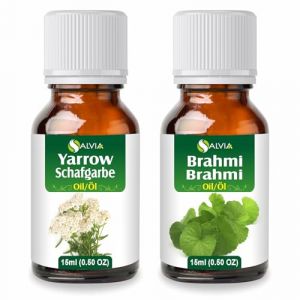 Salvia Combo d'huile : Yarrow (Achillea millefolium) &ndash; 0,51 Fl Oz (15 ml) & Brahmi (Bacopa monnieri) &ndash; 0,51 Fl Oz (15 ml) (24x7healthstore, neuf)