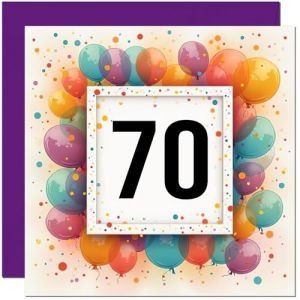 Carte d'anniversaire 70 ans pour homme et femme &ndash; Tout &acirc;ge &ndash; Carte d'anniversaire ballon pour femme de 70 ans, grand-m&egrave;re, maman, tante, femme, s&oelig;ur, soixante-dixi&egrave;me grand-m&egrave;re (Purple Fox Gifts, neuf)