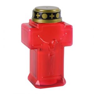 Mipcase Lampe Rituelle Croix J&eacute;sus lumi&egrave;res fun&eacute;raires lumi&egrave;res comm&eacute;moratives du cimeti&egrave;re pour la tombe bougie catholique bougie de pri&egrave;re lampe ange Plastique rouge (andy wang, neuf)