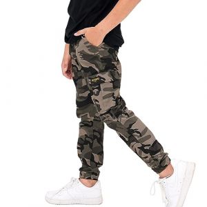 Rolanko Pantalon Cargo Gar&ccedil;on Jogging Enfant Slim Fit Camouflage Pantalons Ave Taille &Eacute;lastiqu&eacute;e, Gris Camo, Taille: 140/8-9 Ans (rolanko, neuf)