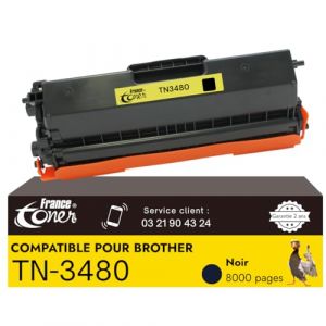FranceToner - TN-3480 - Toner Laser Compatible Brother TN3480 Noir – Cartouche pour Imprimantes Laser HL l5200dw, mfc l5750dw, HL l5100dn, mfc l5700dn, dcp l5500dn (TN3480 Noir) (FranceToner, neuf)