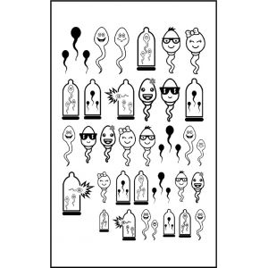Lot 32 Mini Faux Tatouages Temporaires Ephémères Stickers Autocollant Pour Ongles ou Corp Sexy Adultes Coquin HotWife Libertin Tattoo Femme Tatoo Sexe Hot Charme Capote Préservatif Spermatozoïde (Innova-store, neuf)