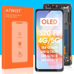 OLED &Eacute;cran pour Samsung Galaxy S20 FE 4G/5G - pour Samsung Galaxy S20 FE 4G LCD Num&eacute;riseur pour Galaxy S20 FE 5G LCD &Eacute;cran Tactile Digitizer Verre Assembl&eacute; SM-G781B SM-G781U (Noir avec Cadre) (Atwist, neuf)
