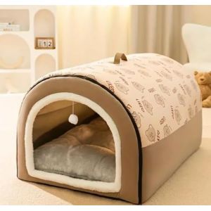 Lit confortable toutes saisons pour chiens et chats – Niche pour chien en peluche remplie de fibres de polyester intérieur/extérieur, maison chaude pour petites et grandes races, abri de niche (LS2 COMMERCE, neuf)