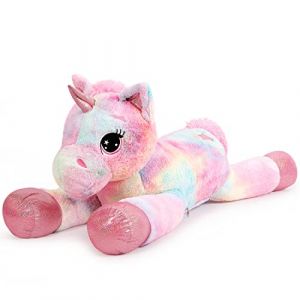 SNOWOLF Peluche Géante Licorne Grand Jouet en Peluche Oreiller en Peluche Grand Cheval en Peluche Peluche Licorne Multicolore Cadeau pour Enfants Filles Garçons, Saint Valentin, Noël(Rose,80cm) (SNOWOLF Store, neuf)