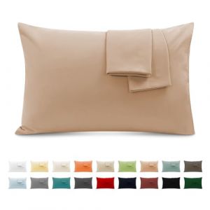Taie Oreiller 100% Coton 50x70 cm 2 PCS, Taie d'oreiller Rectangulaire Puro Coton Jersey 120GSM - Housse de Coussin Résistant et Hypoallergénique Rose Clair (Trame Italiane, neuf)