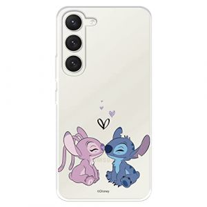 Coque pour Samsung Galaxy S23 officielle Disney Angel & Stitch Baiser pour prot&eacute;ger votre t&eacute;l&eacute;phone portable Coque en silicone souple sous licence officielle Lilo & Stitch (La Casa de Las Carcasas, neuf)