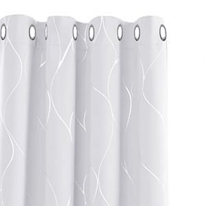 Deconovo Lot de 2 Rideau Occultant Rideau Thermique Gris Perle Sapin Isoltant Anti Froid a Oeillets avec Motif Argente 117x183 CM (Deconovo-Home, neuf)