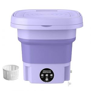 LANMOU Machine à Laver Portable Mini Lave-linge Pliable 8L avec Panier D'égouttage, Laveuse Automatique à Désinfection pour Sous-vêtements, Chaussettes, Vêtements de Bébé, Voyage, Camping, Violet (Ashilin trade, neuf)