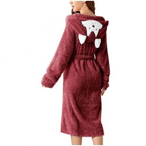 Peignoir De Bain Femme Unisexe Eponge Capuche Automne Hiver Peignoir avec Capuche Chaude Peignoir Moelleux Éponge Douce Coton Eponge Vêtements De Détente Robe De Chambre Une Pièce (Blingko, neuf)