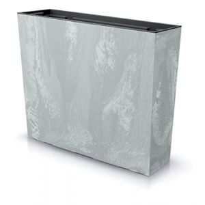 Jardinière de Balcon Bac à Fleurs avec Insert Pot de Fleur Cache Pot bac d'interieur - 58 x 18 x 50 cm - Gris Clair - Aspect béton poignées Pratiques intérieur extérieur (botle, neuf)