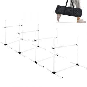 ORHEYA Agility Slalom Kit d'obstacles pour chien avec 4 obstacles réglables en hauteur Blanc 104 x 70 x 101 cm (ESQL, neuf)