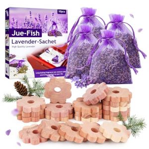 Lot de 30 pièges à mites, anti-mites naturels, en cèdre, lavande, 20 anneaux anti-mites et 10 sachets de lavande, pour la prévention des mites des vêtements, excellent (Dasenlindianzi, neuf)