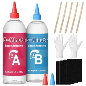 Résine époxy – 5 minutes de epoxy resine transparent, pour la réparation de plastiques durs, métaux, céramique, bois, etc. (250 ml) (MMYIMU, neuf)