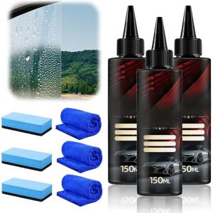 Nettoyant Intensif pour Vitres de Voiture - &Eacute;limine le Film Gras et la Poussi&egrave;re du Pare-brise, Rend la Surface Lisse pour une Meilleure Visibilit&eacute; et R&eacute;sistance &agrave; la Pluie (3PCS) (LittlePai, neuf)