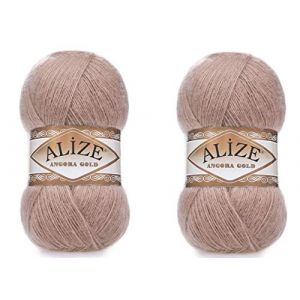 20% laine 80% acrylique Fil doux Alize Angora Gold pour crochet Lot de 2 pelotes 200g 110m Tricot dentelle main Fil turc (542 &eacute;corce) (1LEAGUE, neuf)