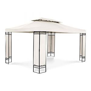 Uniprodo Pergola De Jardin Terrasse en Kit Tonnelle Store Toiture UNI_PERGOLA_3X4BF (3 x 4 m, Acier, Arrête Soleil Et Pluie, Toile 160g/m2, Beige) (expondo GmbH, neuf)