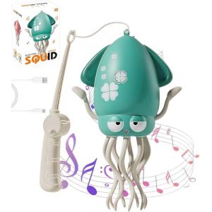 Dancing Octopus Toy, Pieuvre électrique et Automatique à esquive, Pieuvre dansante électrique avec LED et Musique, Jouet Musical Dansant, USB Rechargeable (Vert (avec Canne à pêche)) (JIANyuc, neuf)