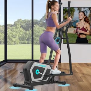 Vélo elliptique avec Bluetooth APP,3 en 1 vélo elliptique avec16 Niveaux de résistance, écran LCD, Porte-Bouteille,Pédale Antidérapante,capacité de Charge de 287LBS,Stepper elliptique aérobique (Cowmew Fitness, neuf)