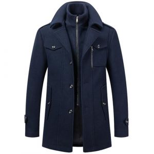 SUIUOI Manteau d'hiver en laine pour homme, manteau long trench pour homme, manteau d'hiver, manteau long, veste chaude en laine avec revers d&eacute;contract&eacute;, manteau en cachemire uni, manteau court en (YiWuShiQiTongDianZiShangWuShangHang, neuf)