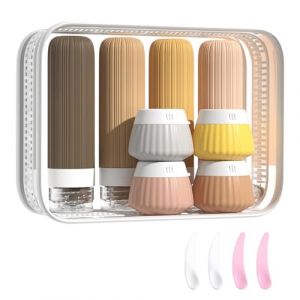 APKOL 8 pack Flacon Voyage kit, Bouteilles de voyage pour articles de toilette, 40/90ML Flacon voyage Silicone R&eacute;utilisable Avec des sacs rangement transparents pour Shampooing, Lotion, Cr&egrave;me (APKOL LLC, neuf)