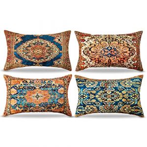 DecorMommt Housse de Coussin 30x50 Cm Lot de 4 Bleu Vintage Coussin Orientale antiquariato Housse Coussin D&eacute;coratifs pour Canap&eacute; Coussin Tapis mod&egrave;le Persan Ext&eacute;rieur Housse Coussin Boheme (CozyHome Choice, neuf)