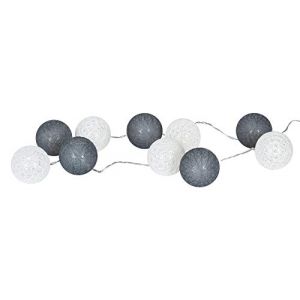 levandeo Guirlande lumineuse 10 boules LED en coton blanc gris (living-by-design, neuf)