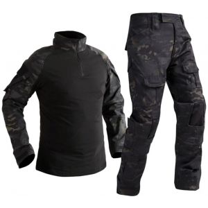 Czen Chemise de Combat militaire pour hommes uniforme tactique chemises à manches longues pantalon costume Airsoft BDU chemise Paintball tenue de Camouflage (BlackCp, S) (Higold, neuf)