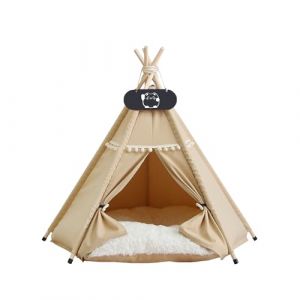 Whiwhi Chien Tente Tipi pour Animaux De Compagnie avec Coussin en Peluche Chat pour Chien Niche Chat Intérieur 50x50x60cm (Pici Paw, neuf)