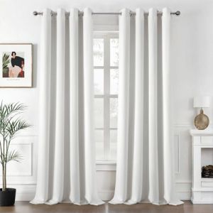 MIULEE Rideau Thermique Anti Chaleur Fenetre Interieur Lot de 2 Curtains, Blanc Rideau Occultant 300 CM Hauteur Salon, Rideaux Isolant Thermique à Oeillets Chambre Opaque Rideaux de Maison 140x300 (MIULEE HOME, neuf)