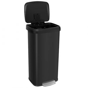 COSTWAY Poubelle Cuisine 68 Litres en Acier Inox, Poubelle Rectangulaire P&eacute;dale Amortisseur, Casier pour D&eacute;sodorisant, Couvercle Fermeture Douce, Anti-Empreintes (Noir,68L) (FDS GmbH, neuf)